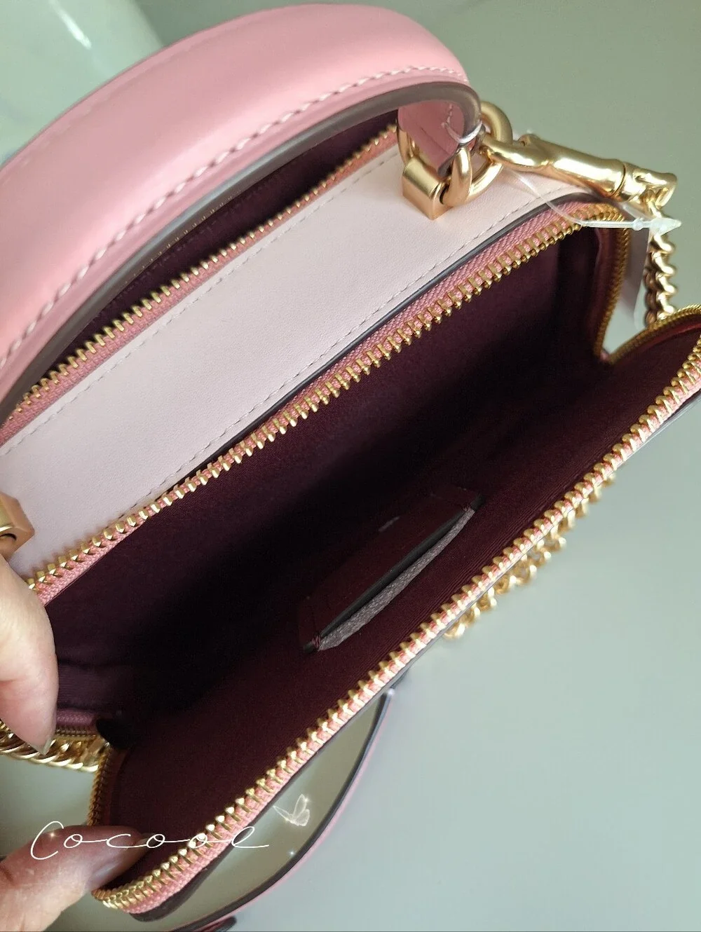 NWT Disney x Coach Cinderella Box Crossbody Bag Signature Canvas Khaki Pink Rare